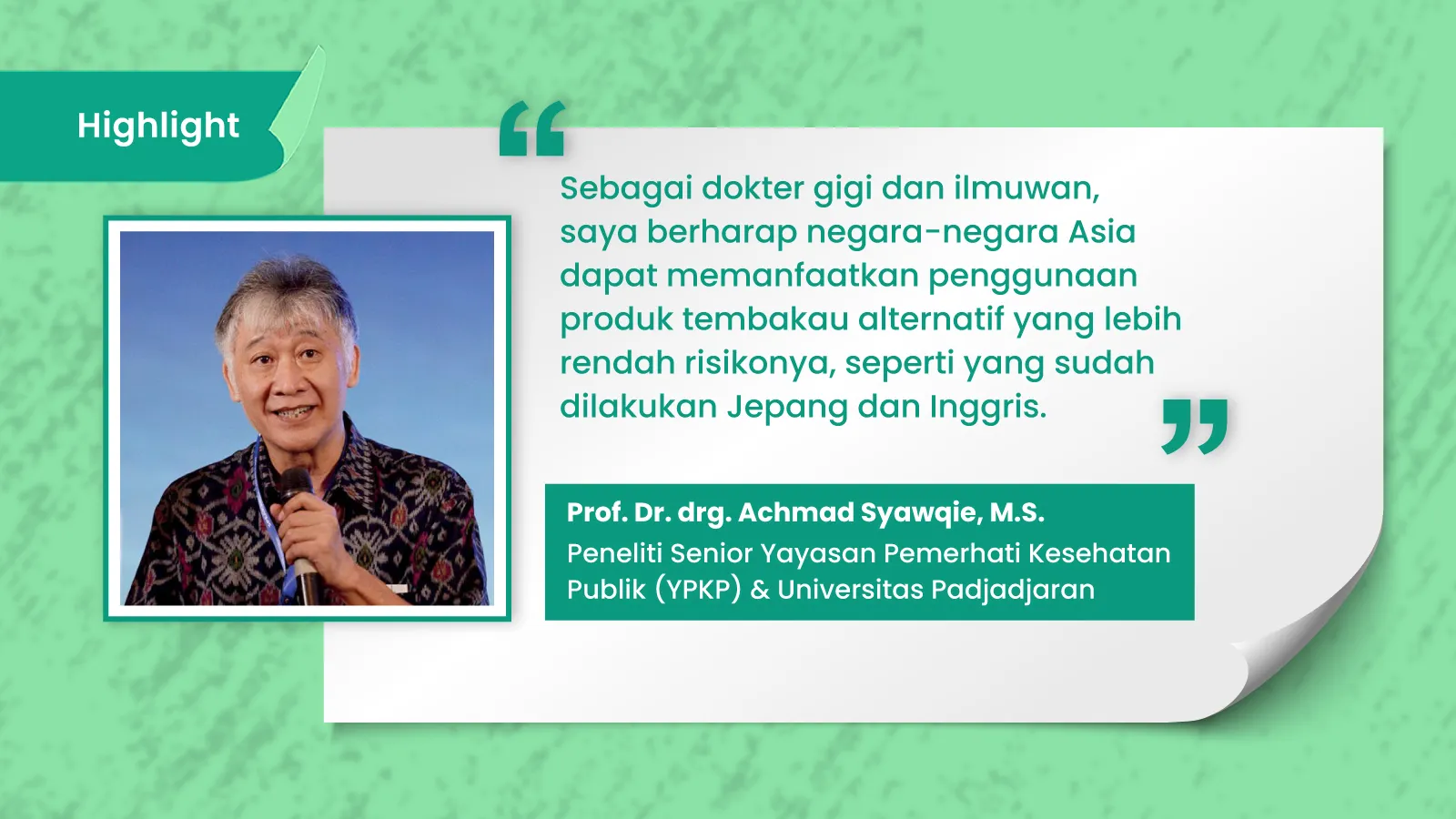 Ilustrasi untuk Prof. Syawqie: Tembakau Alternatif Kurangi Bahaya TAR