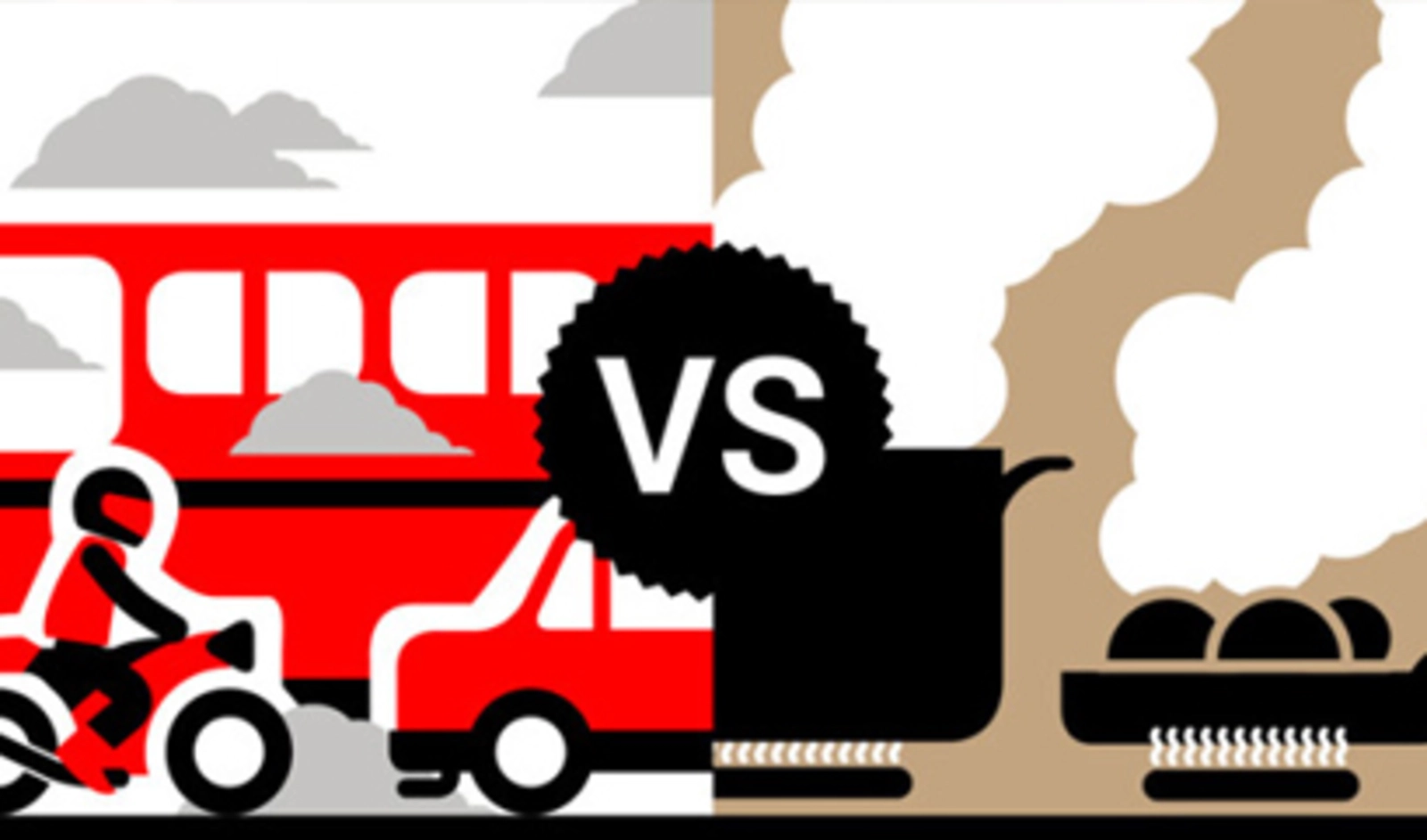 Ilustrasi untuk Asap Memasak vs Kendaraan Bermotor